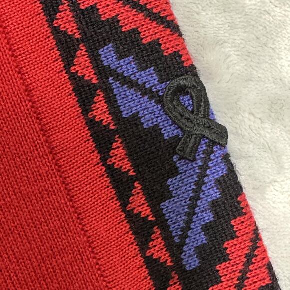 Vintage Demetre Sweater Mens Large Wool Blend Geometric Knit 80s Hong Kong - Picture 4 of 15